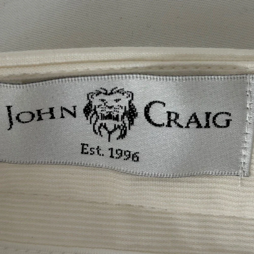 John Craig Sage Cream Cotton‎ Stretch Trousers Pants Slim Bootcut Size 38 (XL)
